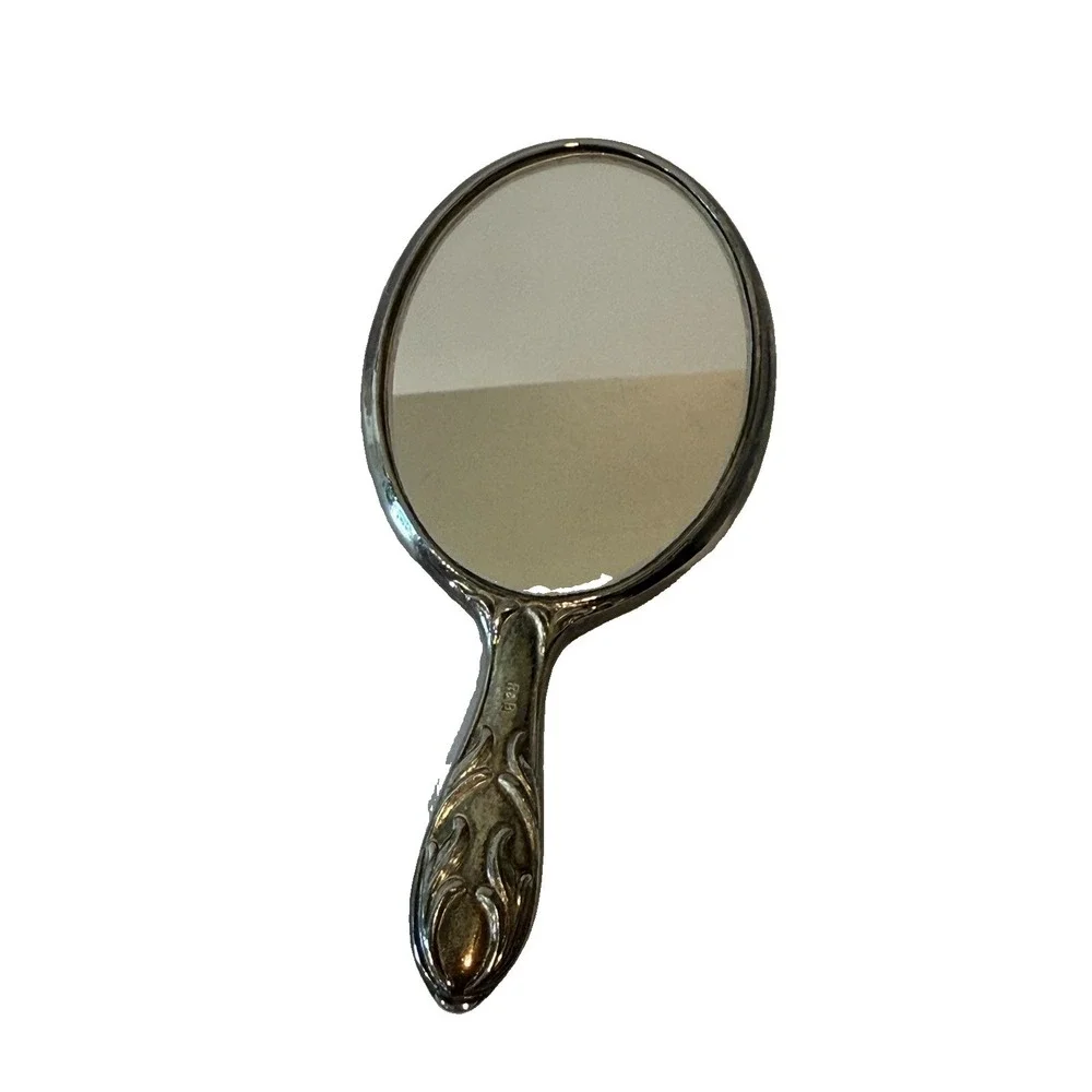Vtg Reed & Barton Italy Silver Plate Hand Mirror Art Nouveau Monogram